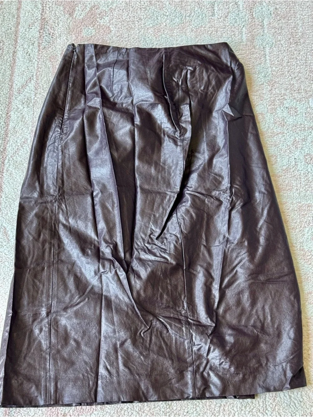 Ann Taylor Faux Leather Midi Skirt in Poised Plum, Size 4